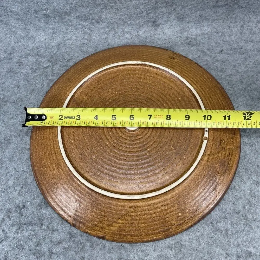 Vintage California Pottery 11 in Platter Circa 1950 Made in the USA Brown Swirl